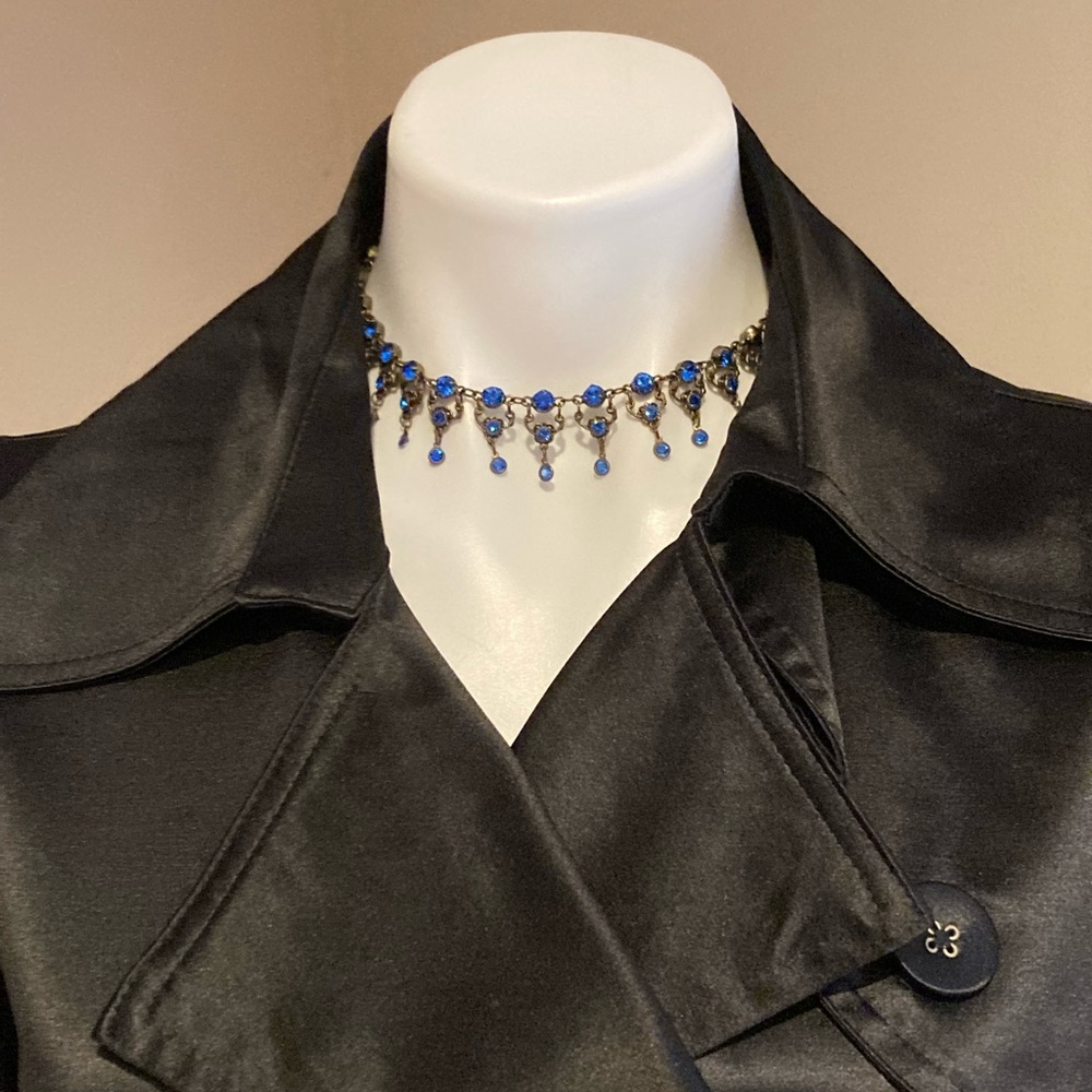 KENNY MA San Francisco Blue Sapphire Crystal Collar Necklace - Picture 9 of 11